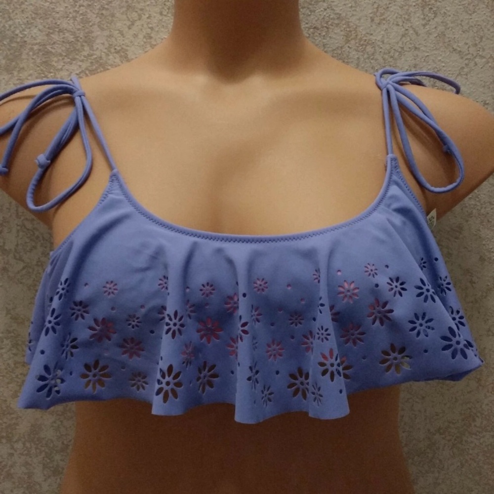 PINK Victoria's Secret Lavender Floral Laser Cut Bikini Top